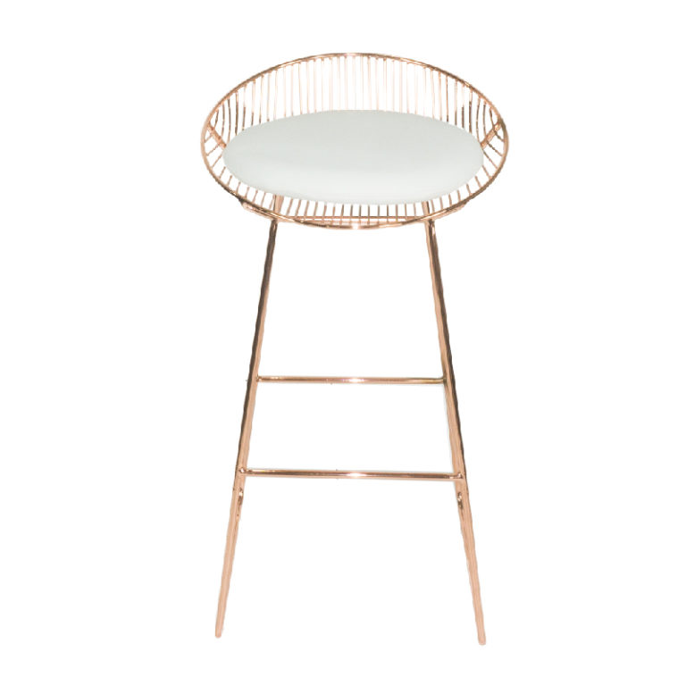 Sunset Rose Gold Stool with White Cushion The Lounge